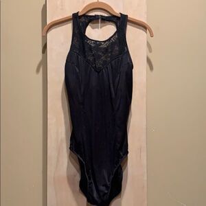 Lace Trimmed Black  Size 12  Swimsuit